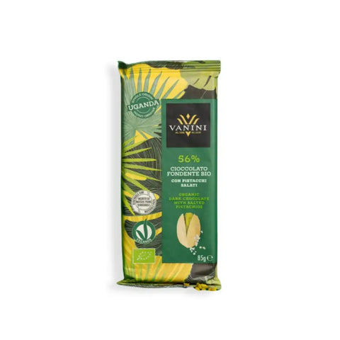 Vanini Pure Chocolade 56% met gezouten pistache 85 gr.